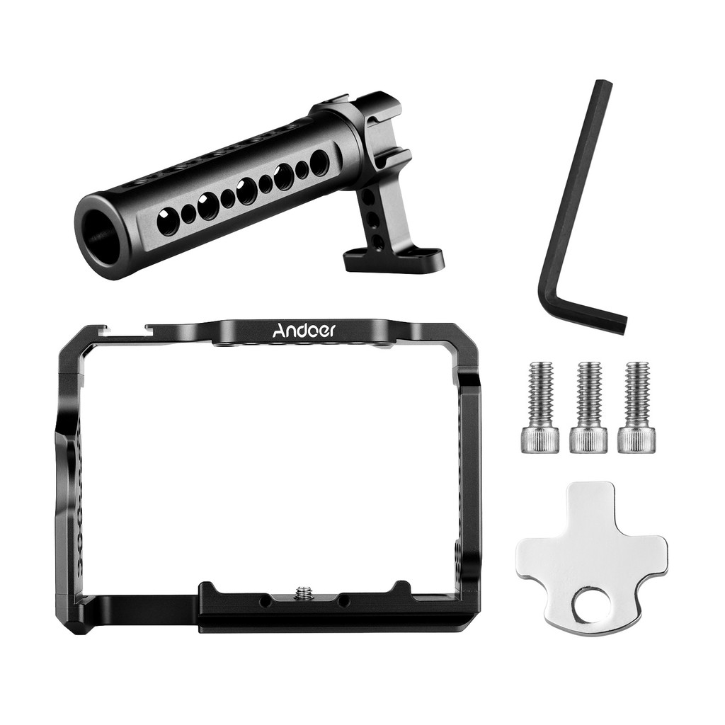 [Mamamoo1-Fast Ship] Andoer Aluminium Alloy Camera Cage Kit with Video Rig Top Handle Grip Replaceme