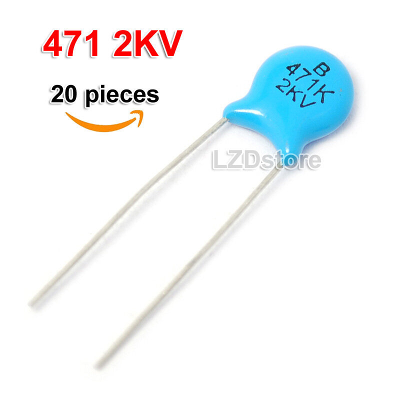 20 ชิ้นตัวเก็บประจุเซรามิกแรงดันสูง 680pF 681 681K 470pF 471 471K 2KV 2000V