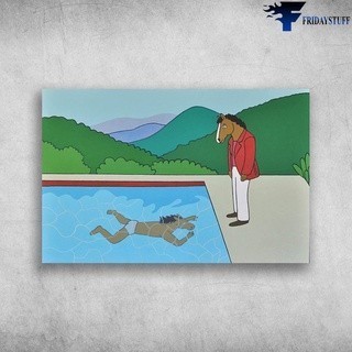 BoJack Horseman David Hockney He นาฬิกาเขาว่ายน้ําโปสเตอร์ของขวัญสําหรับผู้ชายผู้หญิงวันเกิด mas Art