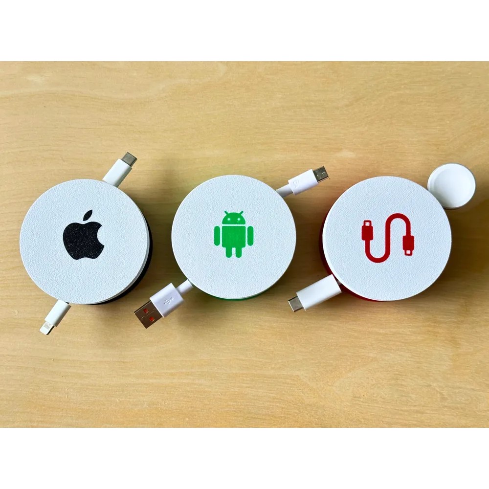 Cable Winder – ICON สําหรับสาย Apple / Android – ที่เก็บม้วนเก็บสายเคเบิล แบบพกพา พิมพ์ 3D
