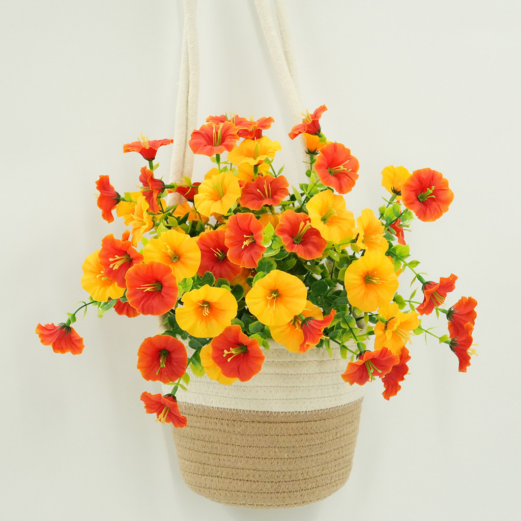 Covergirl ประดิษฐ์ Morning Glory Bunch Reusable Faux ดอกไม้ Bundle ที่สมจริงปลอม Morning Glory Bloom