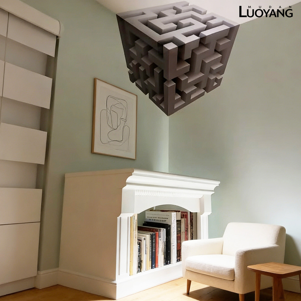 [Luo] ภาพลวงตา Wall Art 3D มุมรูปลอกผนัง Peel และ Stick ที่ถอดออกได้ 3D Effect Cube Wall Art สําหรับ