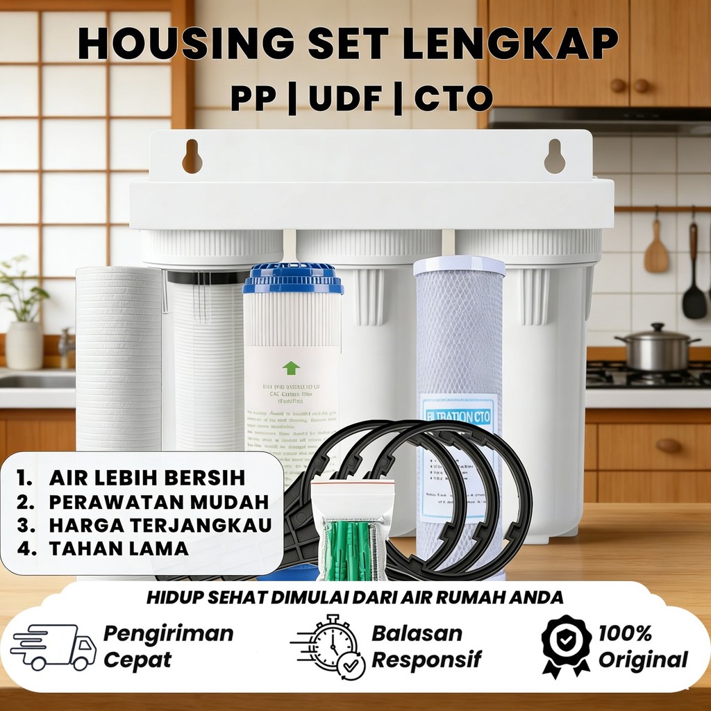 3-STAGE WELL/PDAM WATER FILTER PACKAGE FILTER / 10" HOUSING FILTER (PP-UDF-CTO)