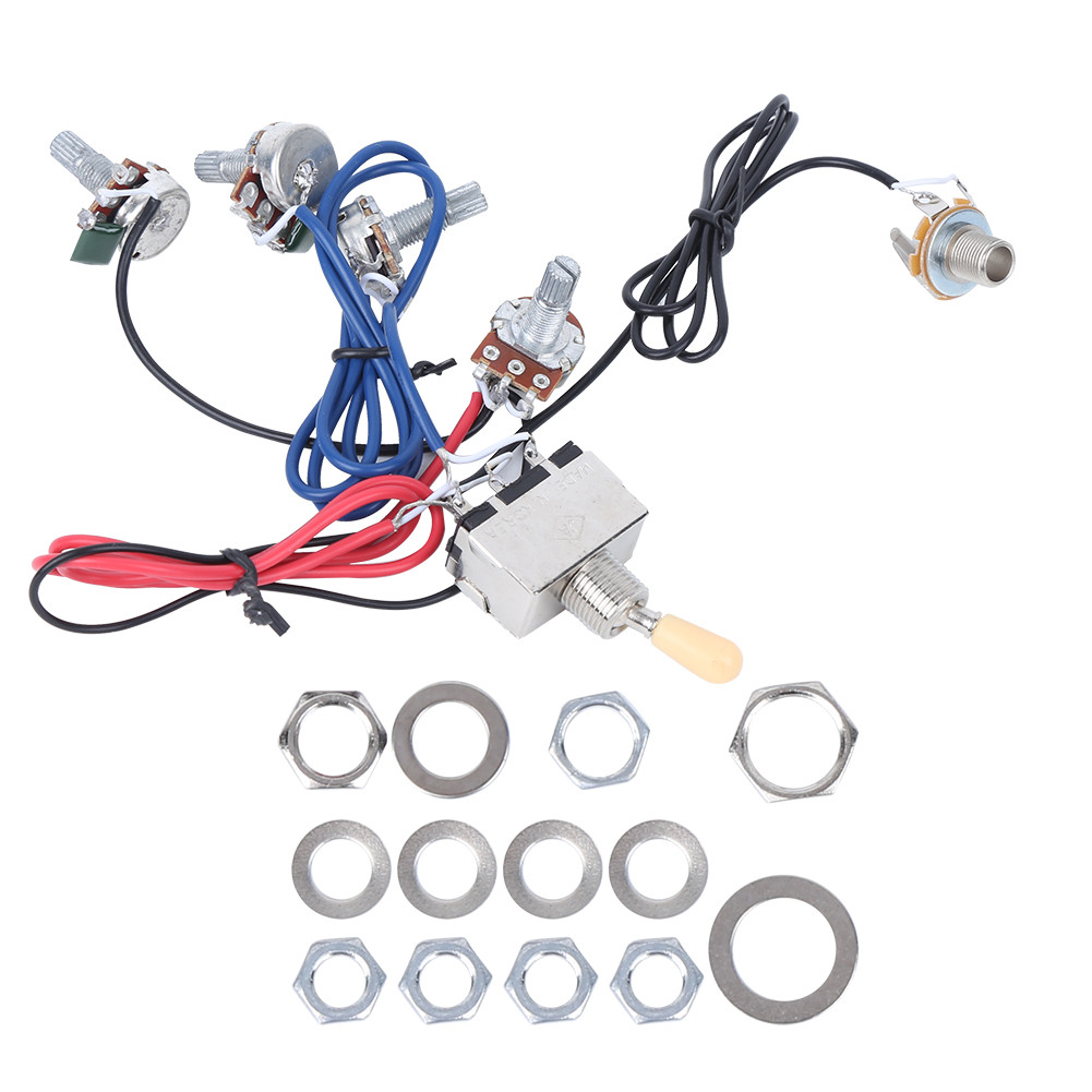 ในสต็อกกีตาร์ชุดสายไฟ Prewired 3 Way Switch 2V2T1J สําหรับอุปกรณ์เสริมสายไฟสีเหลือง