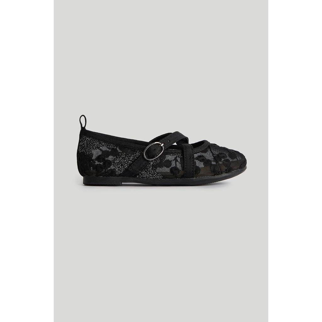 Mothercare Girl Black Mesh Ballerina Shoes