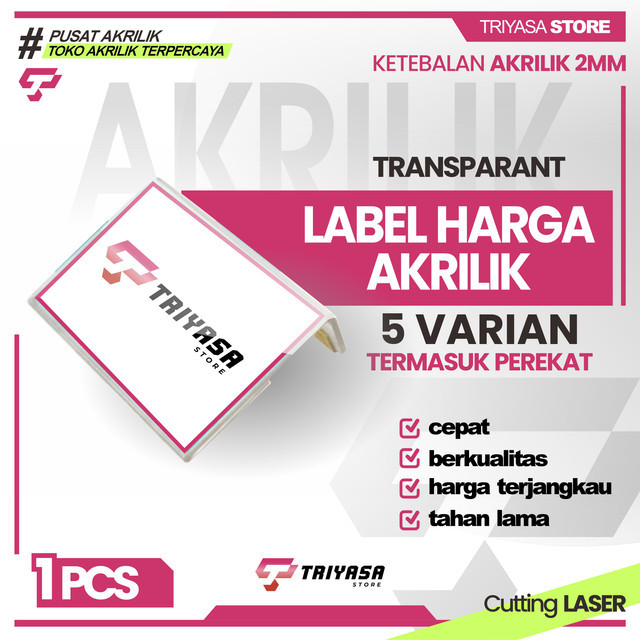 ACRYLIC SHOP PRICE DISPLAY LABEL / ACRYLIC PRODUCT PRICE TAG / TAG CARD SLIP MINIMARKET