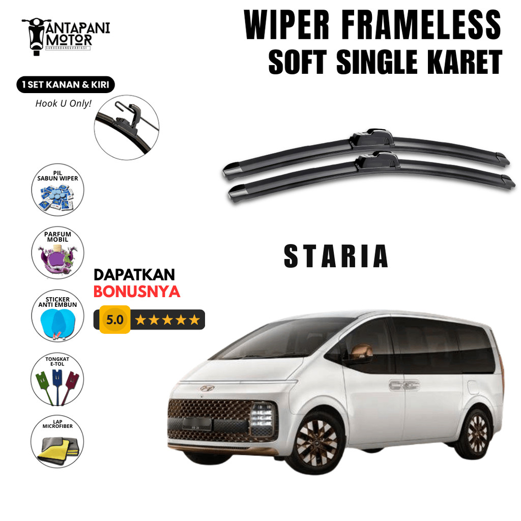 ที่ปัดน้ําฝนกระจกรถยนต์ Hyundai Staria Frameless ฟรี 5 โบนัส