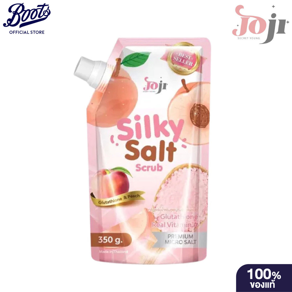 Joji Secret Young Silky Salt Scrub Glutathione & Peach 350G โจจิ ซีเคร็ท ยัง ซิลกี้ ซอลต์ สครับ กลูตาไธโอน แอนด์ พีช 350