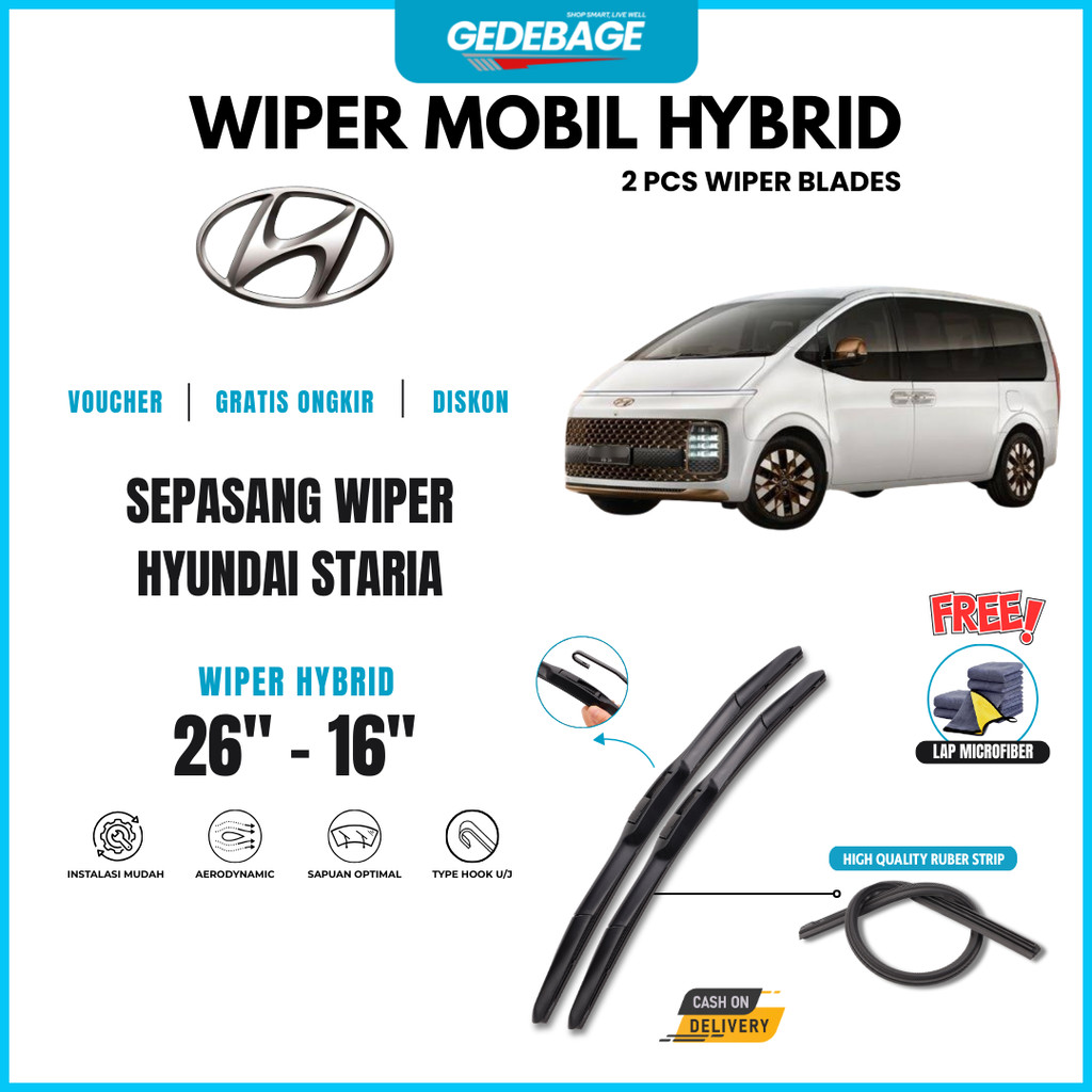 ที่ปัดน้ําฝนกระจกรถยนต์ Hyundai Staria Hybrid ฟรีผ้าไมโครไฟเบอร์