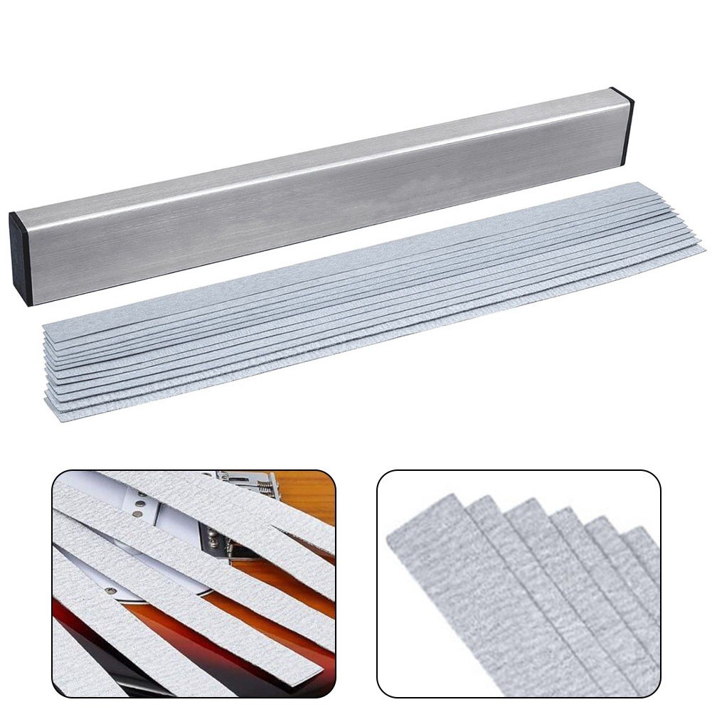 [Hot-HGF]กีตาร์คอ Fret Beam Leveling Bar Luthier เครื่องมือพร้อมกระดาษทราย 6 ชิ้นอลูมิเนียม