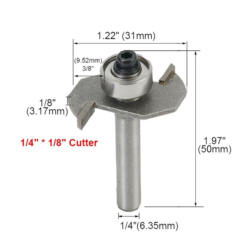[Best-PLG]T Slot Router Bit 1/4\" Shank 1/8\" ตัดความลึก 2 ขลุ่ย HSS เครื่องตัด Grooving