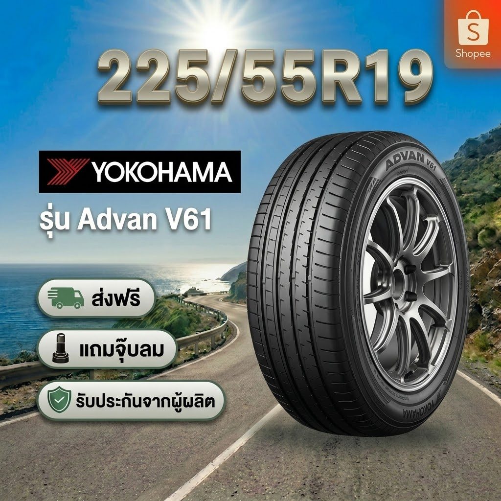 225/55R19 YOKOHAMA Advan V61 ยางใหม่ 1 เส้น ปี 2026