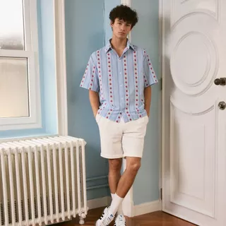 lookbookpetite toast shirt (adult) blue pommette เสื้อโปโลผู้ชาย รุ่น toast สี blue pommette