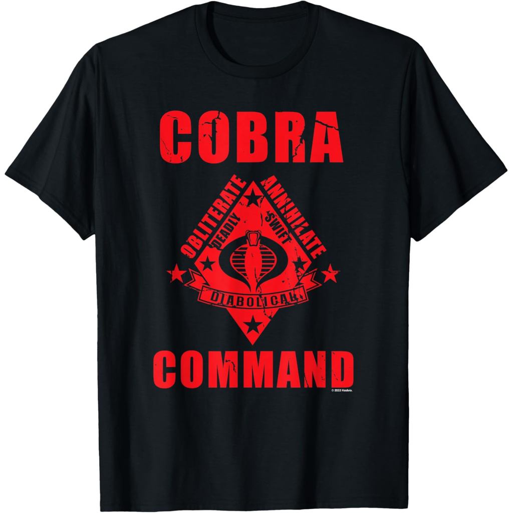 เสื้อยืดผ้าฝ้ายผู้ชาย GI เสื้อยืดโลโก้ Joe Cobra Command Obliterate Annihilate Distressed
