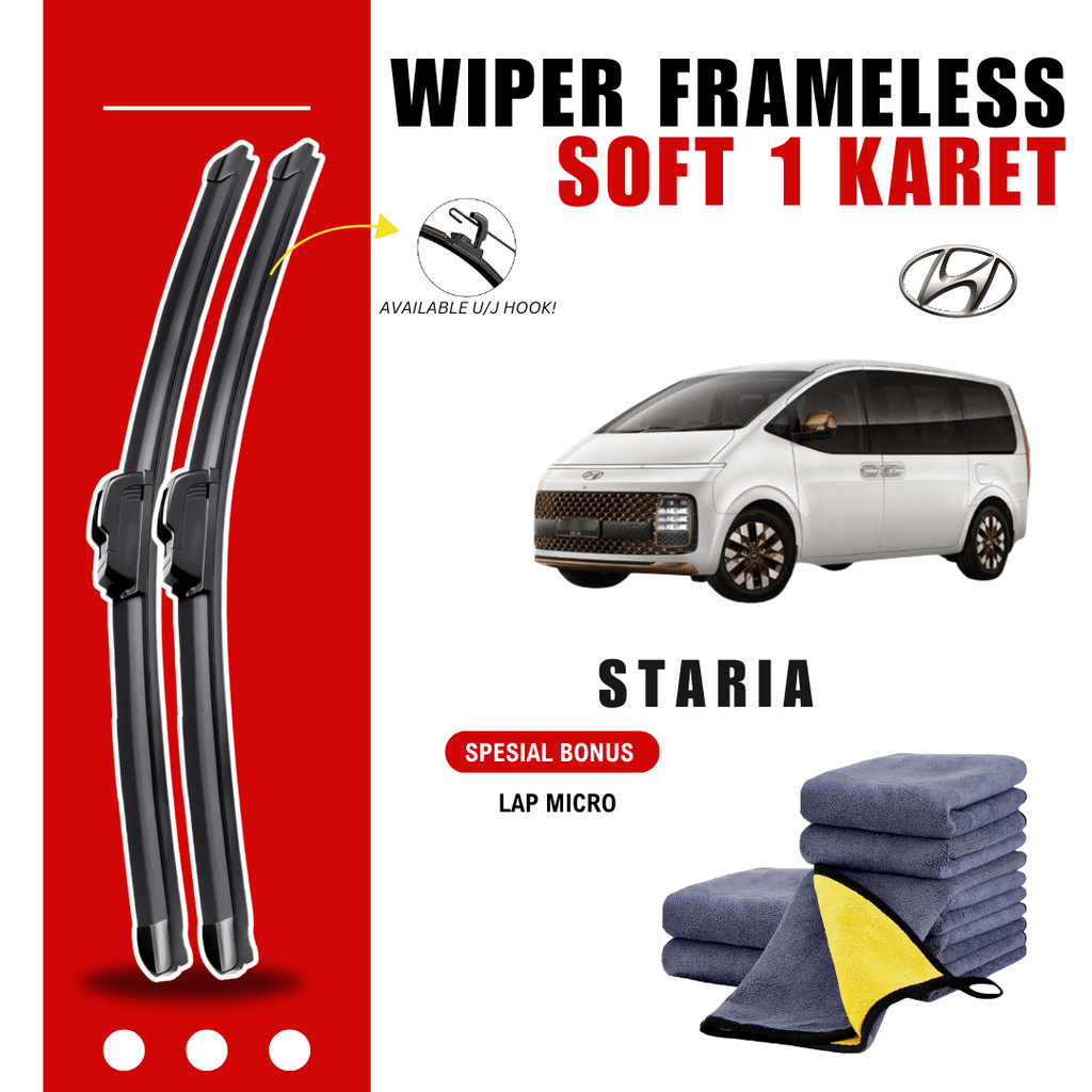 ที่ปัดน้ําฝนกระจกรถยนต์ Hyundai Staria Frameless ฟรีผ้าไมโครไฟเบอร์