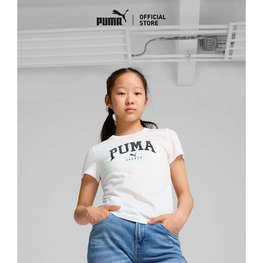 PUMA Kids เสื้อยืด PUMA SQUAD สำหรับเด็กโต สีขาว - 68177902