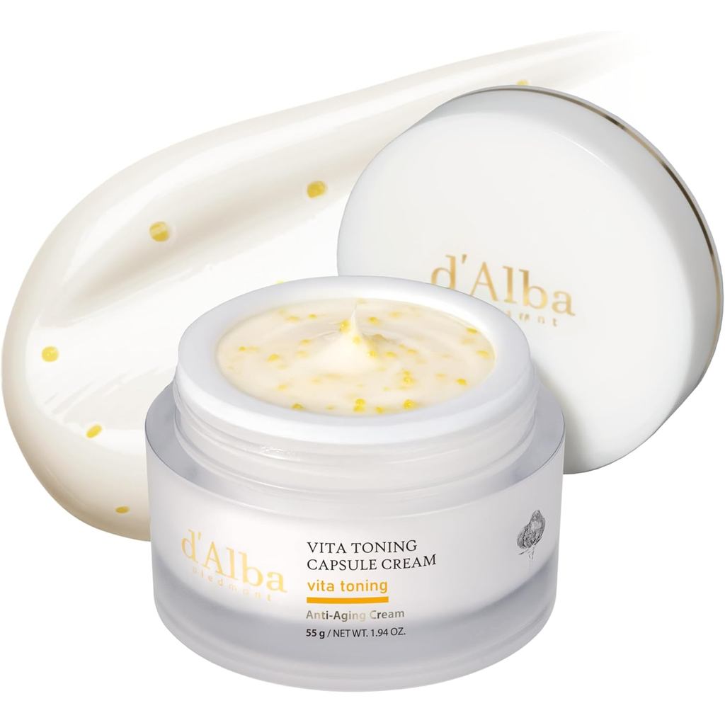 d'Alba Vitamin Toning Capsule Cream, 1.9 oz (55 g), Whitening, Dullness, Dark Spots, Fine Lines, Rad
