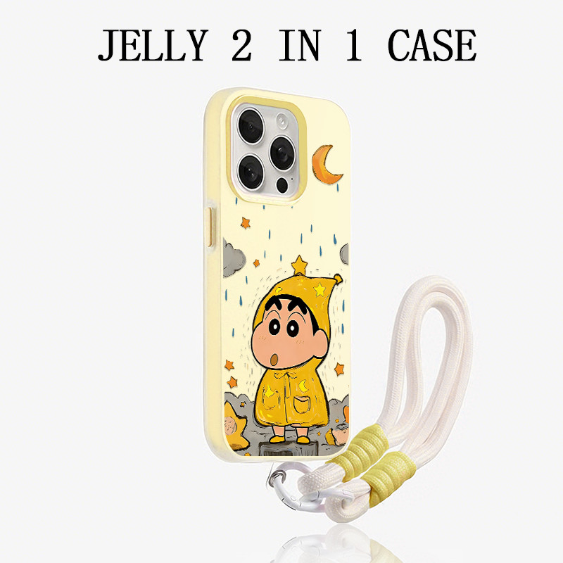 GANTUNGAN Jelly Hanger Strap 2 In 1 สีเหลืองเสื้อกันฝน Crayon Shin-ChanปลอกOppo A6S A6 Pro 5G 15 Pro