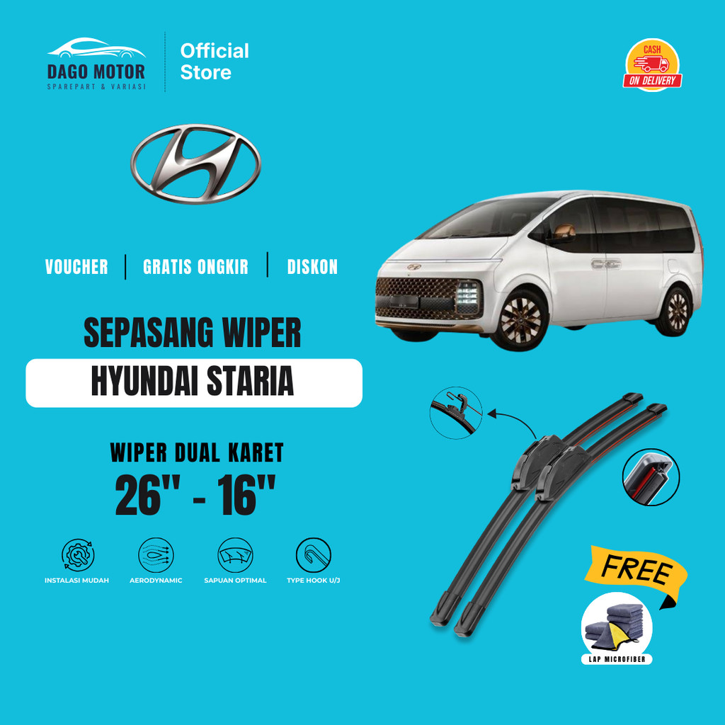 Hyundai Staria Dual Car Windshield Wiper ฟรีผ้าไมโครไฟเบอร์