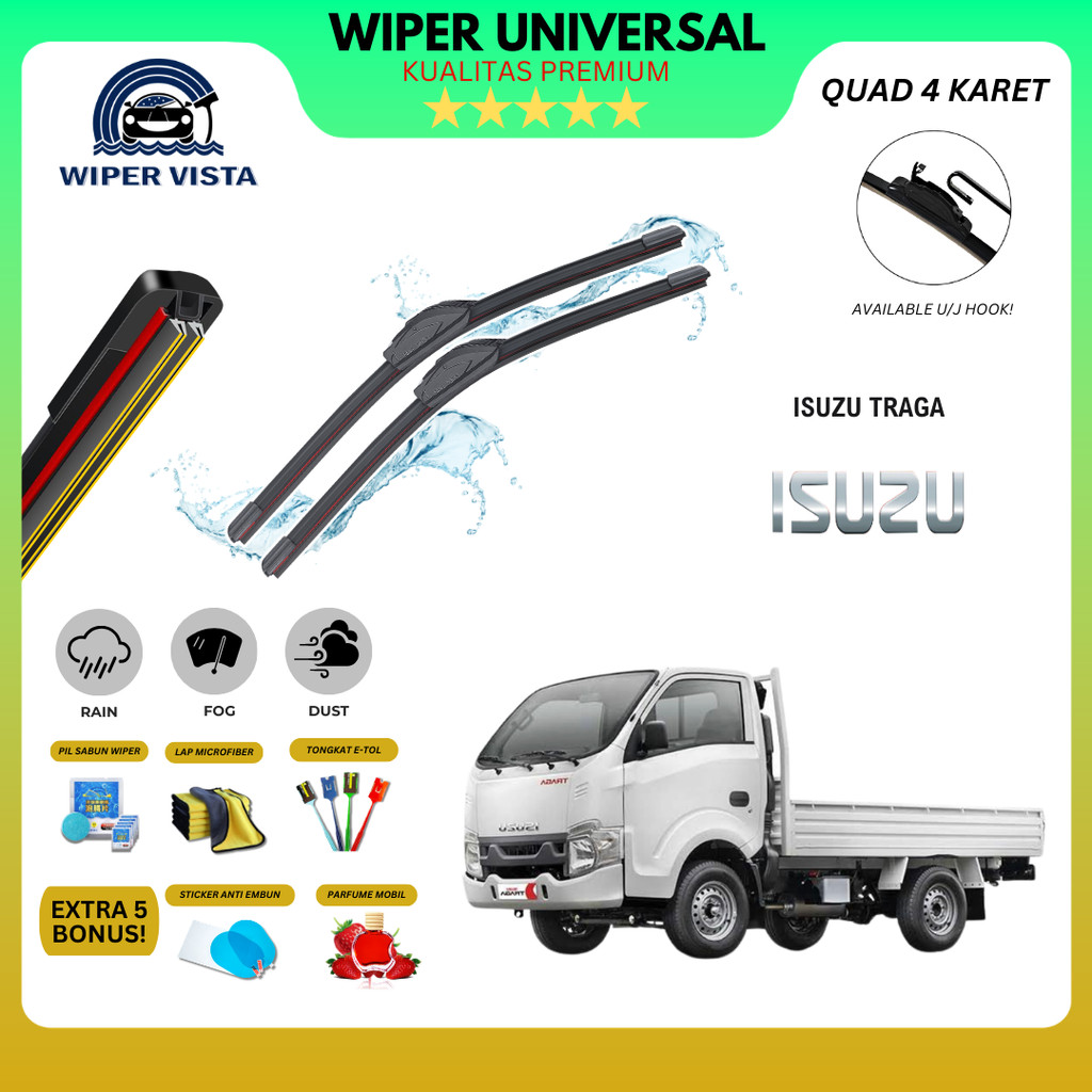 ที่ปัดน้ําฝนรถยนต์ Isuzu Traga Quad ฟรี 5 โบนัส