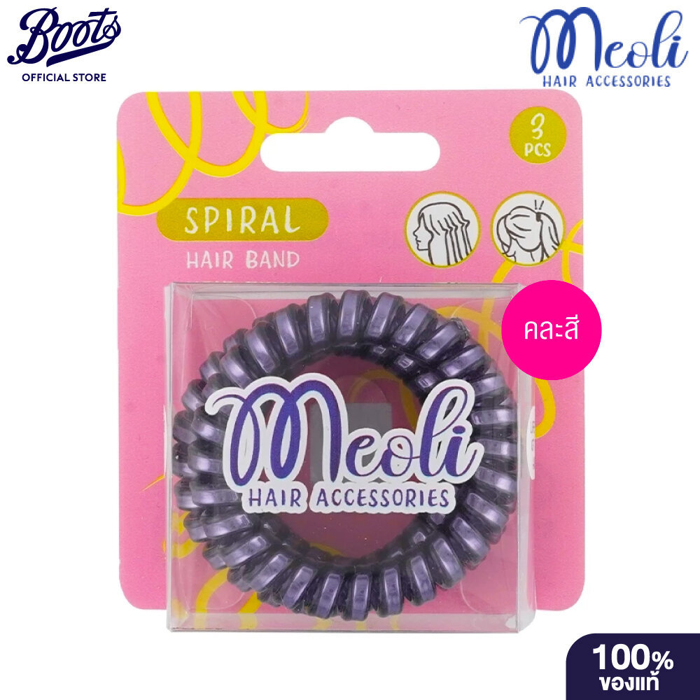 Meoli - Spiral 5.5Cm 3Pcs Asst. Colors (20G.) มิโอลิ ยางรัดผมแบบเกลียว 5.5ซม. 3 ชิ้น คละสี