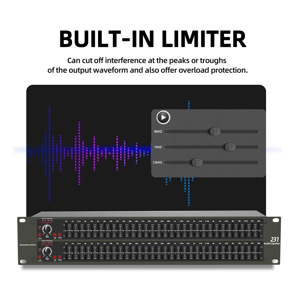 [ONWD] Graphic Equalizer 31-Band Stereo EQ for Home Audio, Dual Channel Professional DJ