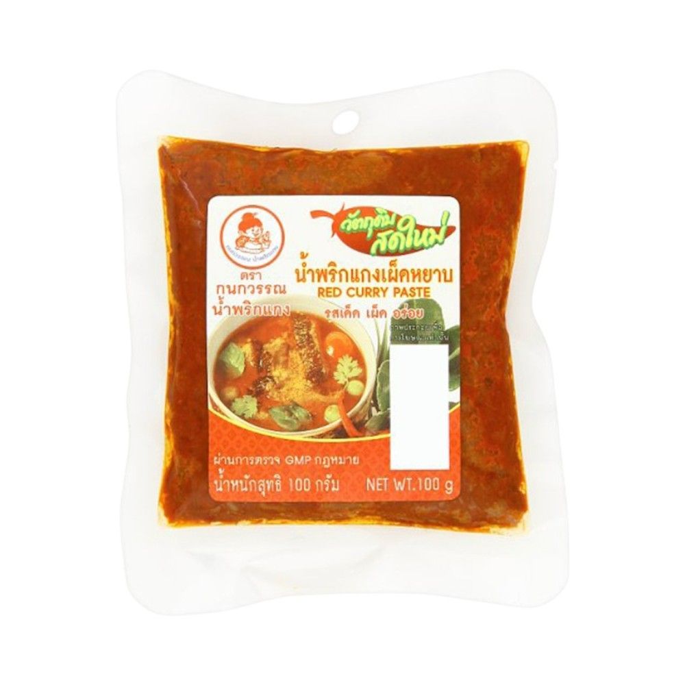 🐙 กนกวรรณ น้ำพริกแกงเผ็ด 100 กรัม 🐟 KANOKWAN RED CURRY PASTE 100 G. 🐞   🐒