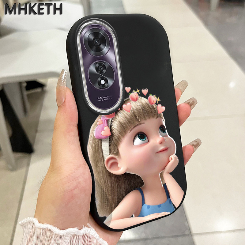 MHKETH เคสสำหรับ OPPO A60 4G เคสโทรศัพท์มีลายสาวการ์ตูนน่ารัก