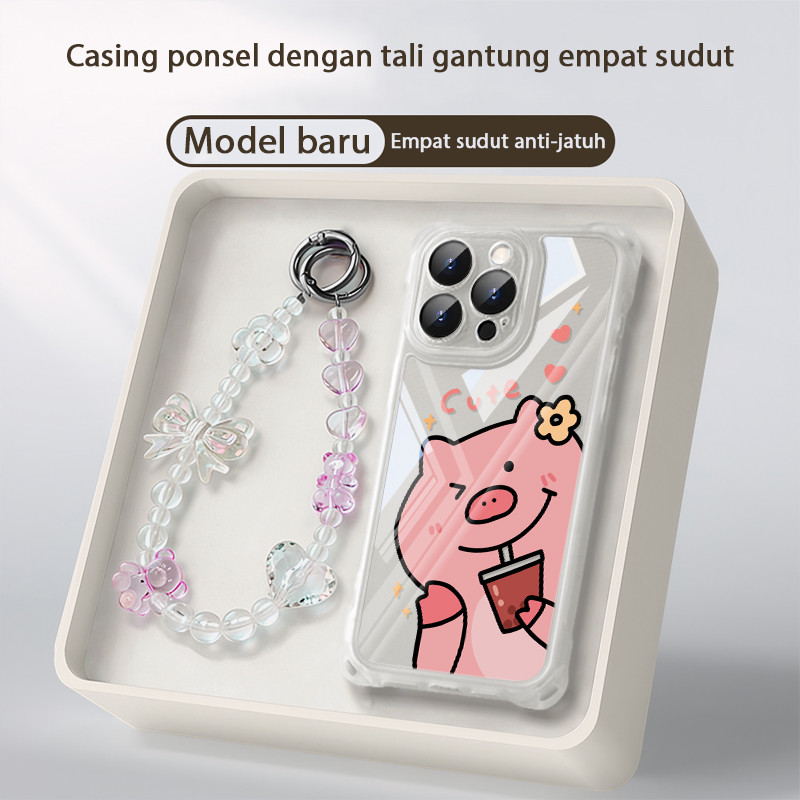 HP GANTUNGAN Pig Girl Phone Lanyard สําหรับเคสโทรศัพท์แบบนุ่ม Infinix Tecno Spark Go 1 สมาร์ท 10 9 8