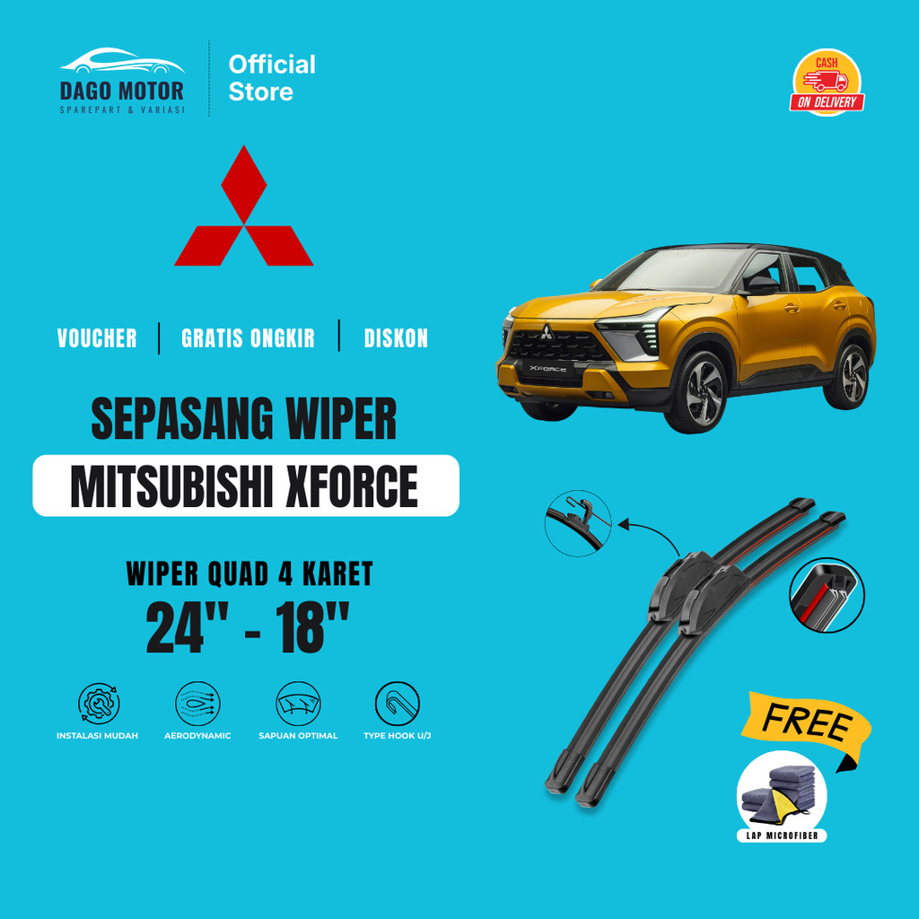 Mitsubishi XForce Quad ที่ปัดน้ําฝนกระจกรถยนต์ฟรีผ้าไมโครไฟเบอร์