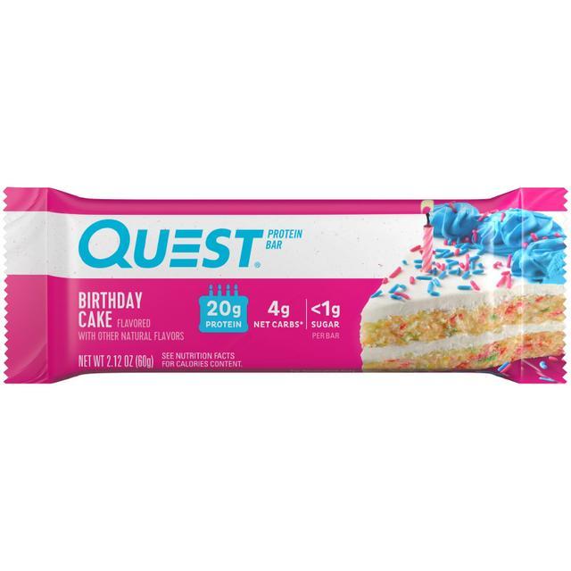 🏹 เควสโปรตีนบาร์ขนมผสมโปรตีนนมเนื้อเค้ก 60กรัม 🌠 Quest Protein Bar Birthday Cake 60g. ⋆ 088884900595