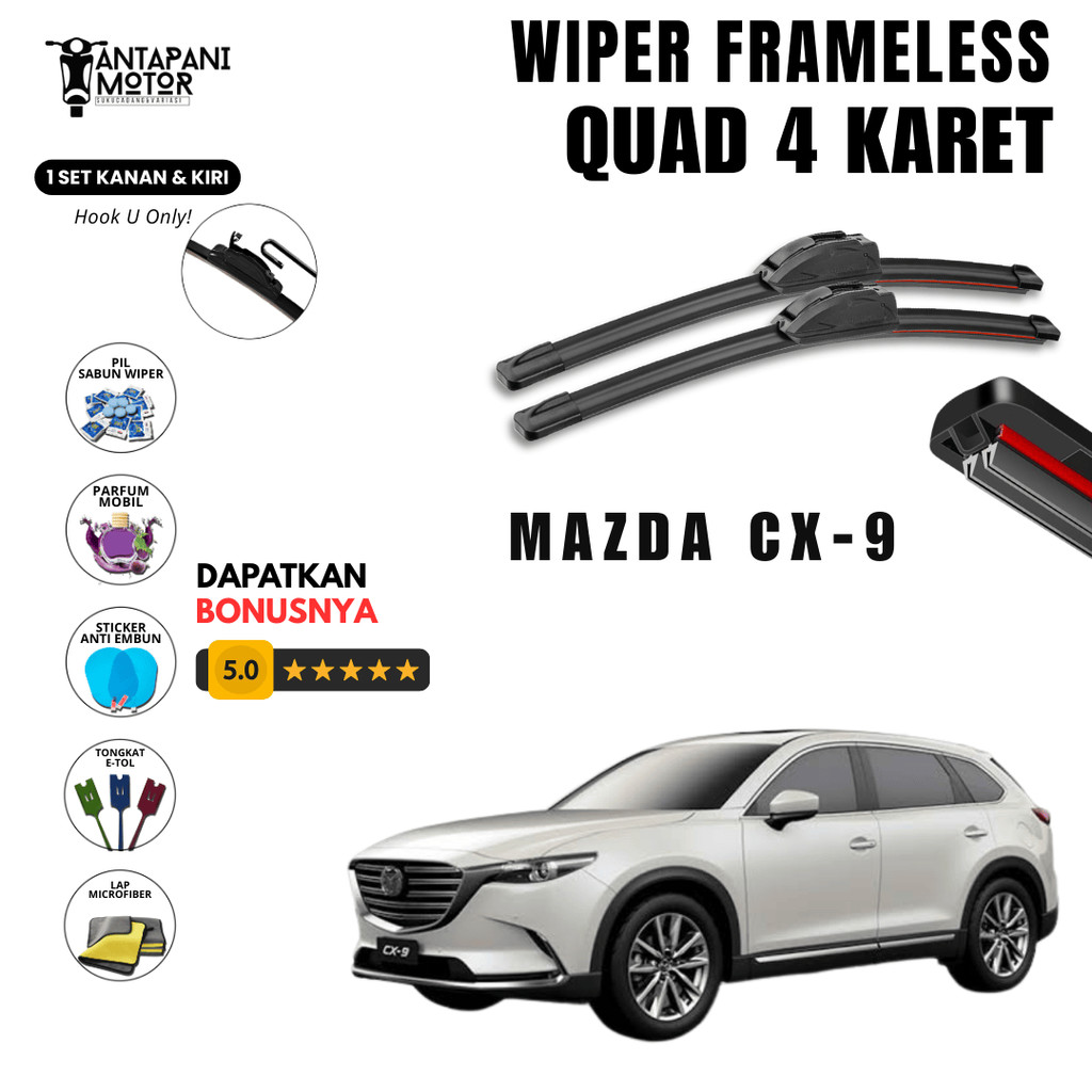 Mazda Cx-9 Quad ที่ปัดน้ําฝนกระจกรถยนต์ฟรี 5 โบนัส