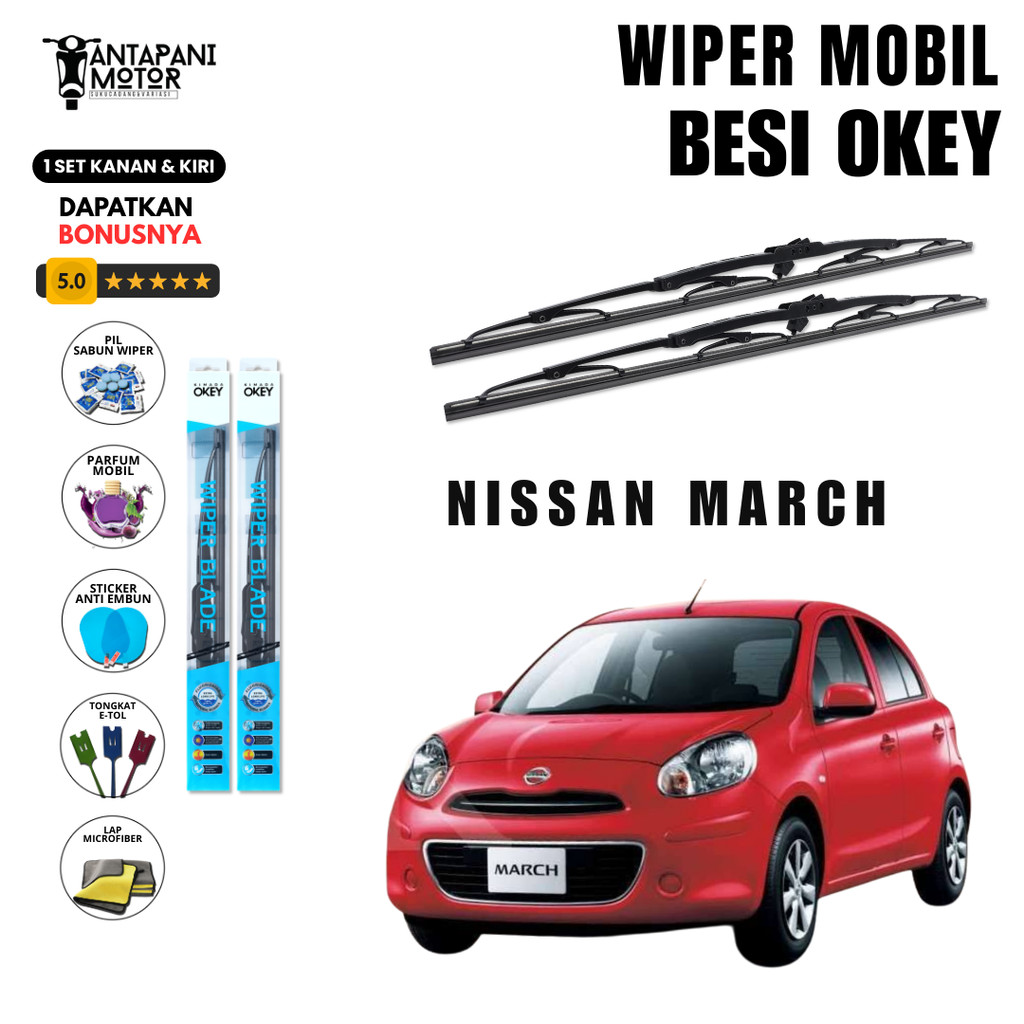 Nissan March Conventional ที่ปัดน้ําฝนกระจกรถยนต์ฟรี 5 โบนัส