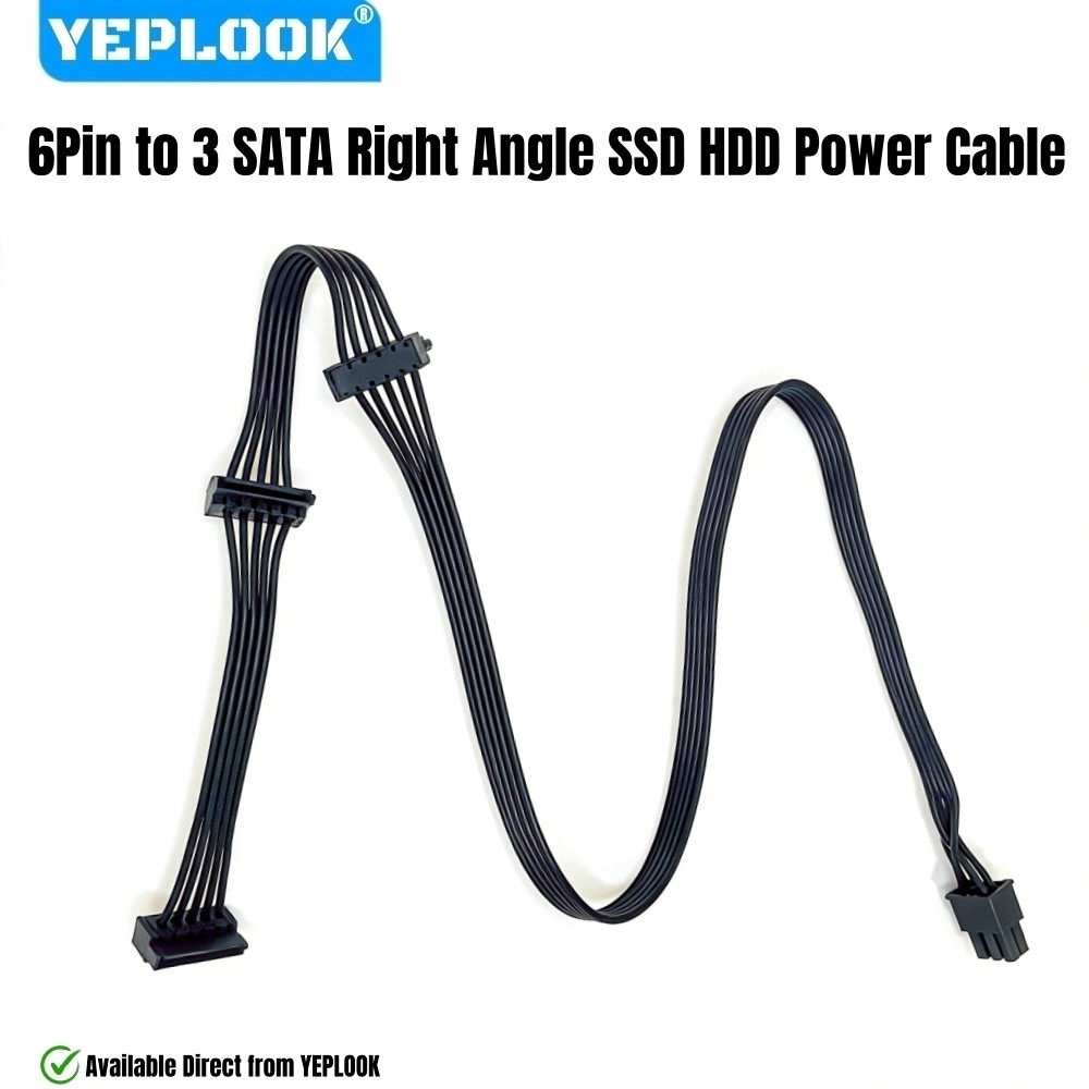 YEPLOOK 6Pin to 3x SATA มุมขวา, HDD SSD สายไฟสําหรับ Corsair RM1000x, RM850x, RM750x, RM650x RM-x ปร