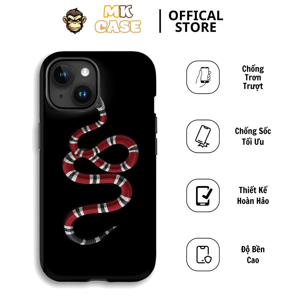 MK CASE Anti-Scratch Red Striped Snake iPhone CASE สําหรับ iPhone Lines ทั้งหมด