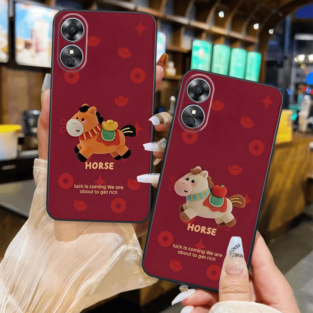 เคส Oppo A18 / A38 4G / A58 / A58 4G / A78 4G / A78 พิมพ์ลาย Lucky Horse เพื่อโชคลาภ