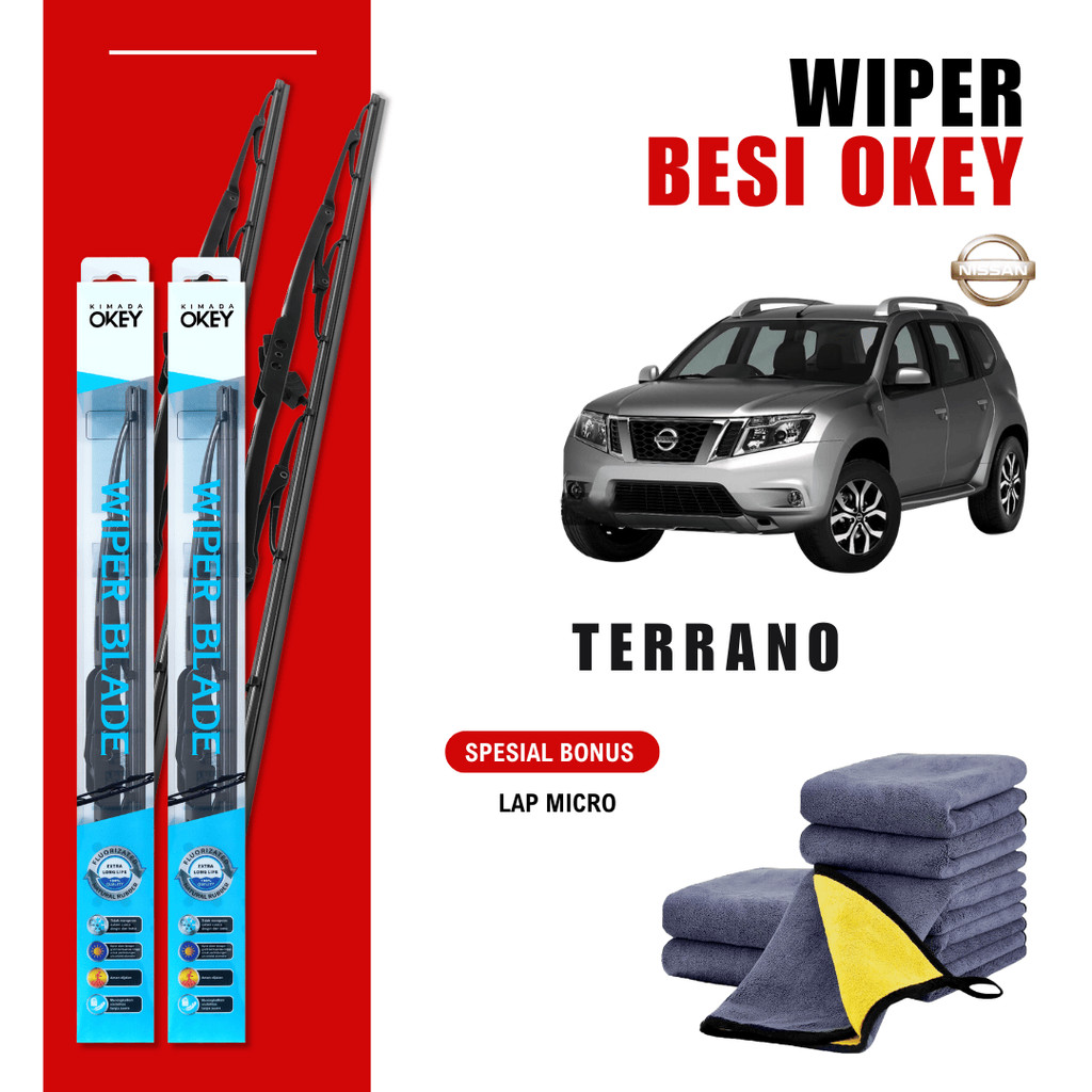 Nissan Terrano Conventional ที่ปัดน้ําฝนกระจกรถยนต์ฟรีผ้าไมโครไฟเบอร์