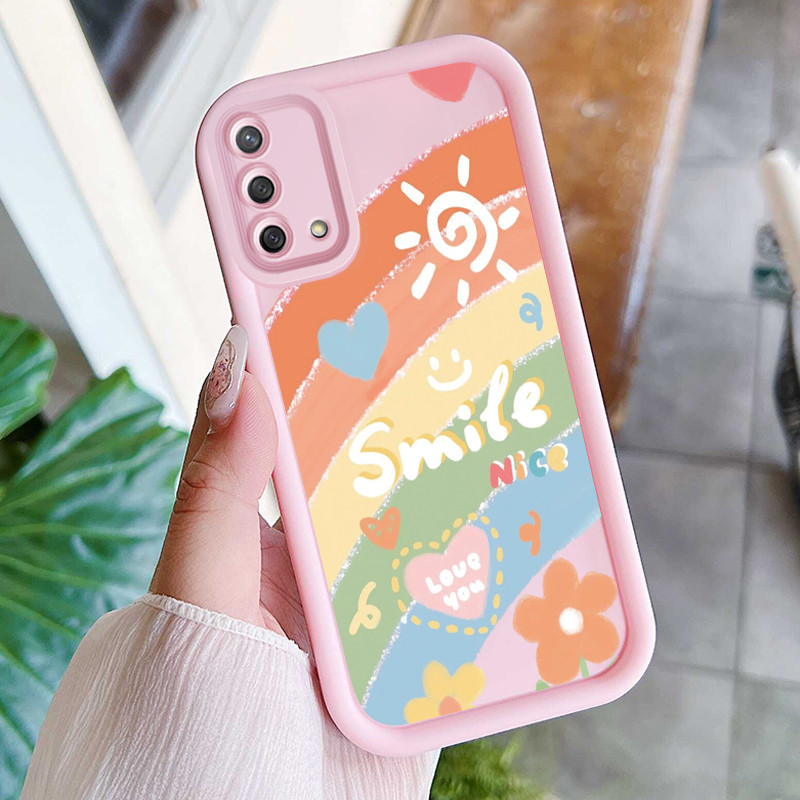 เคสสำหรับ OPPO A74 A95 F19 F19s เคสโทรศัพท์แบบใหม่รอยยิ้มสายรุ้งซิลิโคนครบวงจรซอฟต์เชลล์กันกระแทก