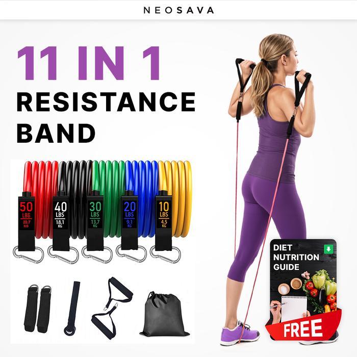 NEOSAVA Power Resistance Bands 11 in 1 Set อุปกรณ์ฟิตเนสออกกําลังกายเชือก Helper Resistance Tube