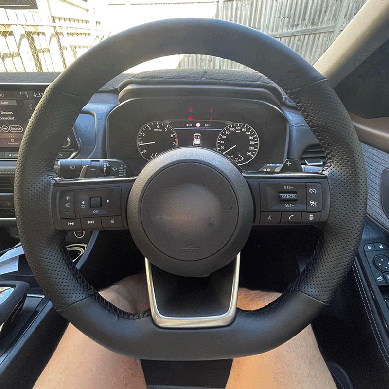 Custom Fit พวงมาลัยรถสําหรับ Nissan XTrail T32 X-Trail X Trail 2021 ~ 2014 2018 2017 2016 2015 нисан хн трелел T32 หนังเทียมลื่นรถอุปกรณ์เสริม