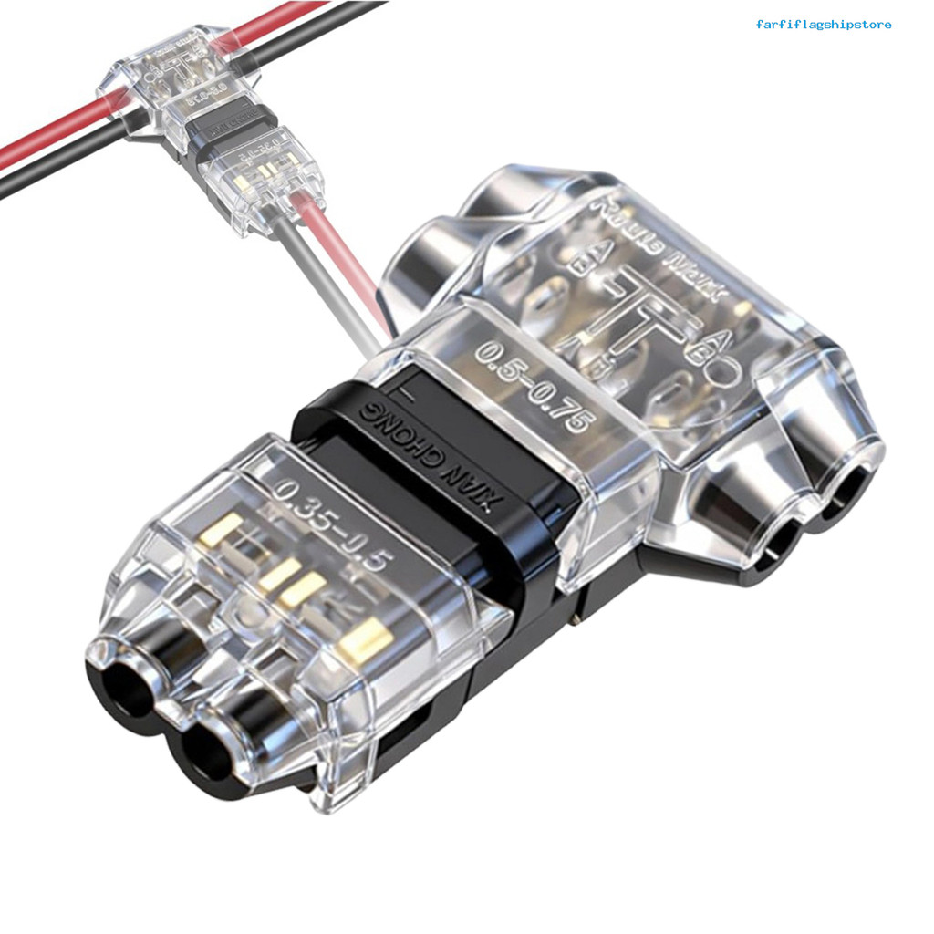 (Farfiflag) 10/20 ชิ้นสายไฟแรงดันต่ํา 3 Way 2 Pin T Tap Wire Connectors Solderless ไม่มีปอก LED Stri