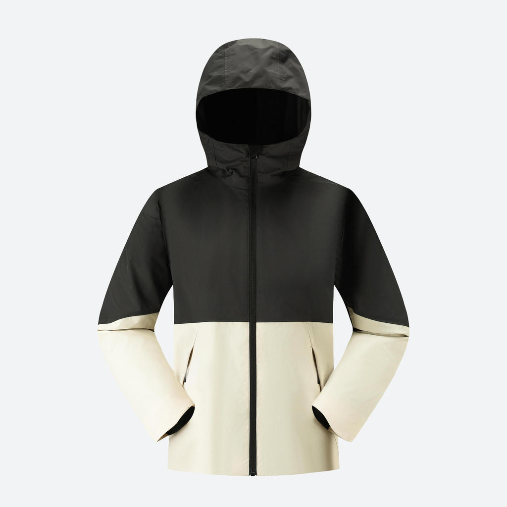 เสื้อแจ็คเก็ตเดินป่าสำหรับเด็กรุ่น MH500 (สีเบจ)  - เทาแกรไฟท์,เบจลินิน | Junior Hiking Jacket MH500