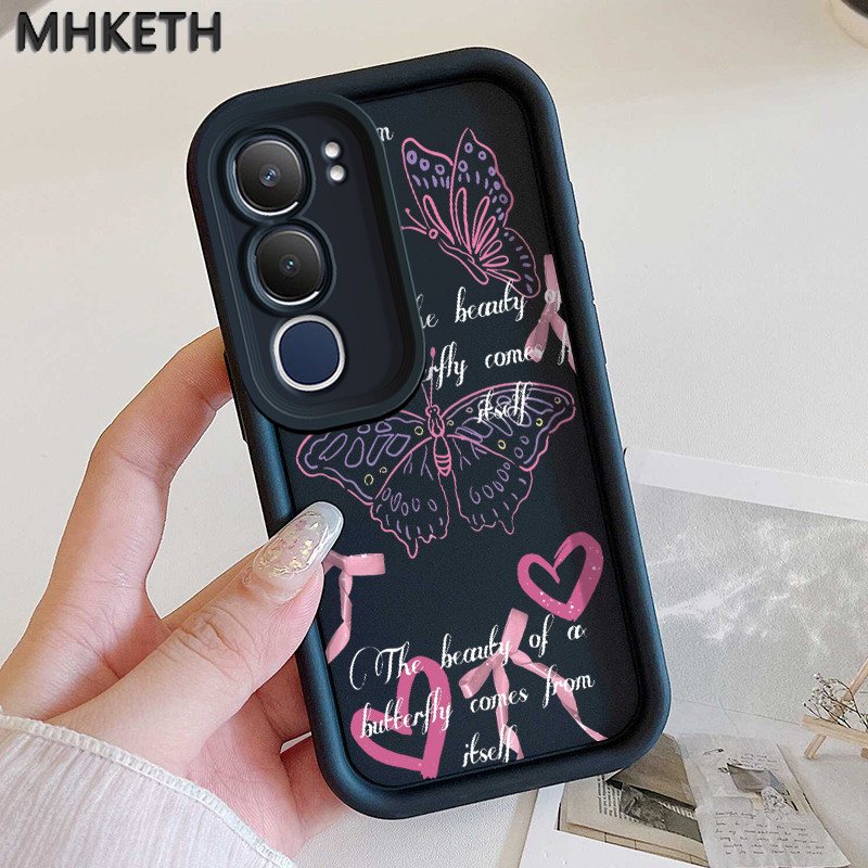 MHKETH เคสสำหรับ VIVO Y19s Y29 5G เคสโทรศัพท์กันกระแทกซิลิโคนรูปผีเสื้อกำหนดเอง
