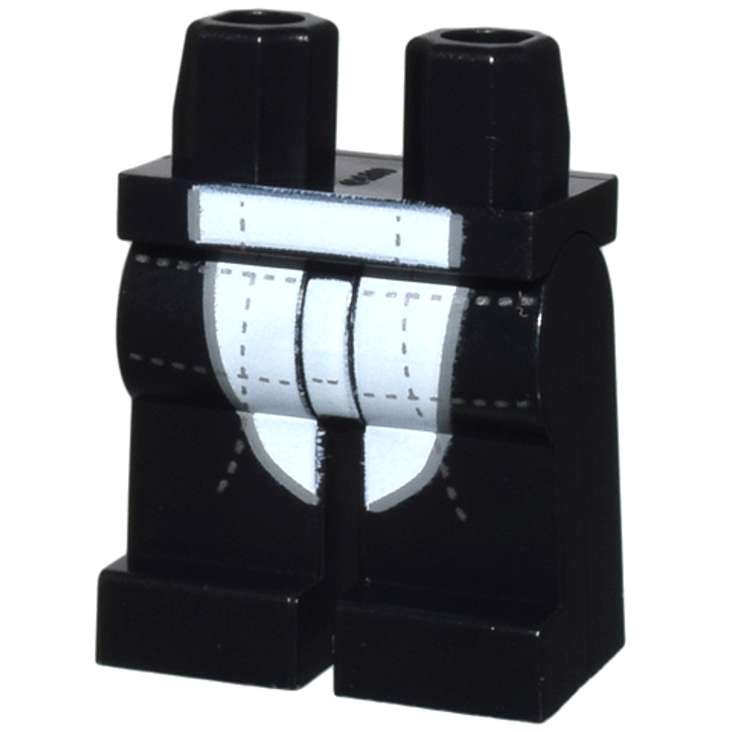 Brick2cube Part - Hips and Legs with Racing Suit with White Panels and Silver Stitching Pattern - 97
