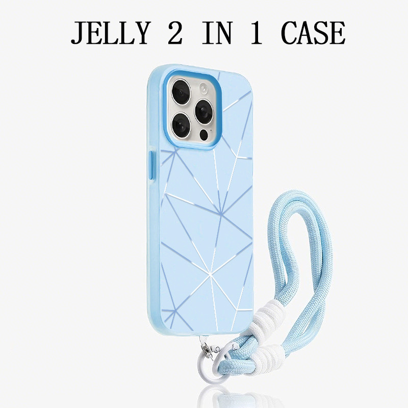 GANTUNGAN Elegant Blue Striped Jelly 2 In 1 กรณี Vivo V70 Fe V60 Lite Y05 Y21D Y400 Y19S Pro Z10R 5G