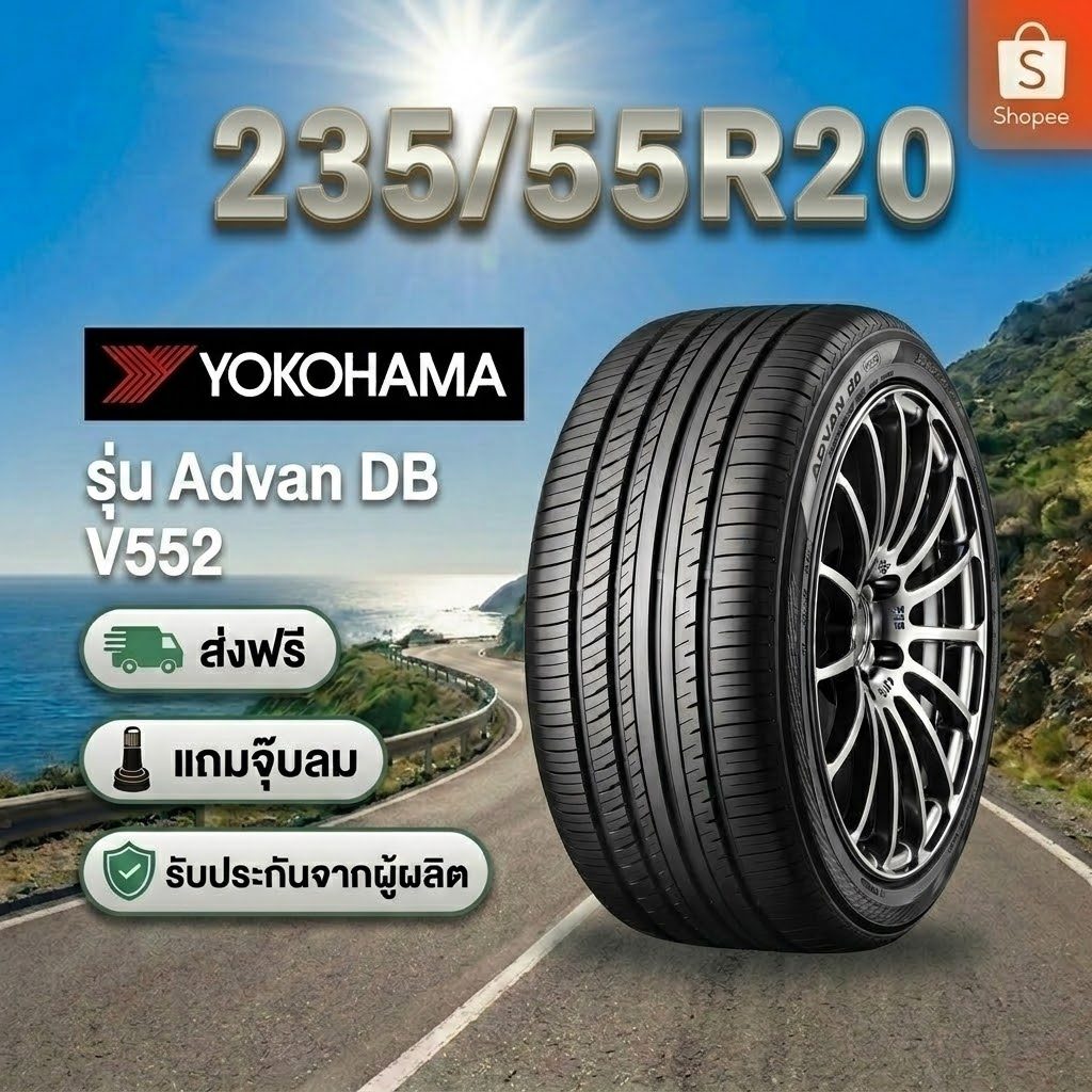 235/55R20 YOKOHAMA ADVAN dB Decibel V552 ยางใหม่ 1 เส้น ปี 2026