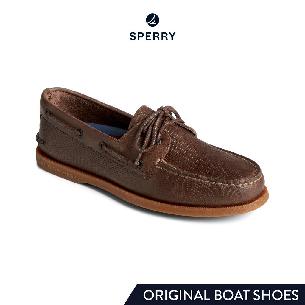 SPERRY A/O 2-EYE DEBOSS รองเท้าโบ๊ทชูส์ ผู้ชาย สีน้ำตาล ( BOAT - STS25725 )
