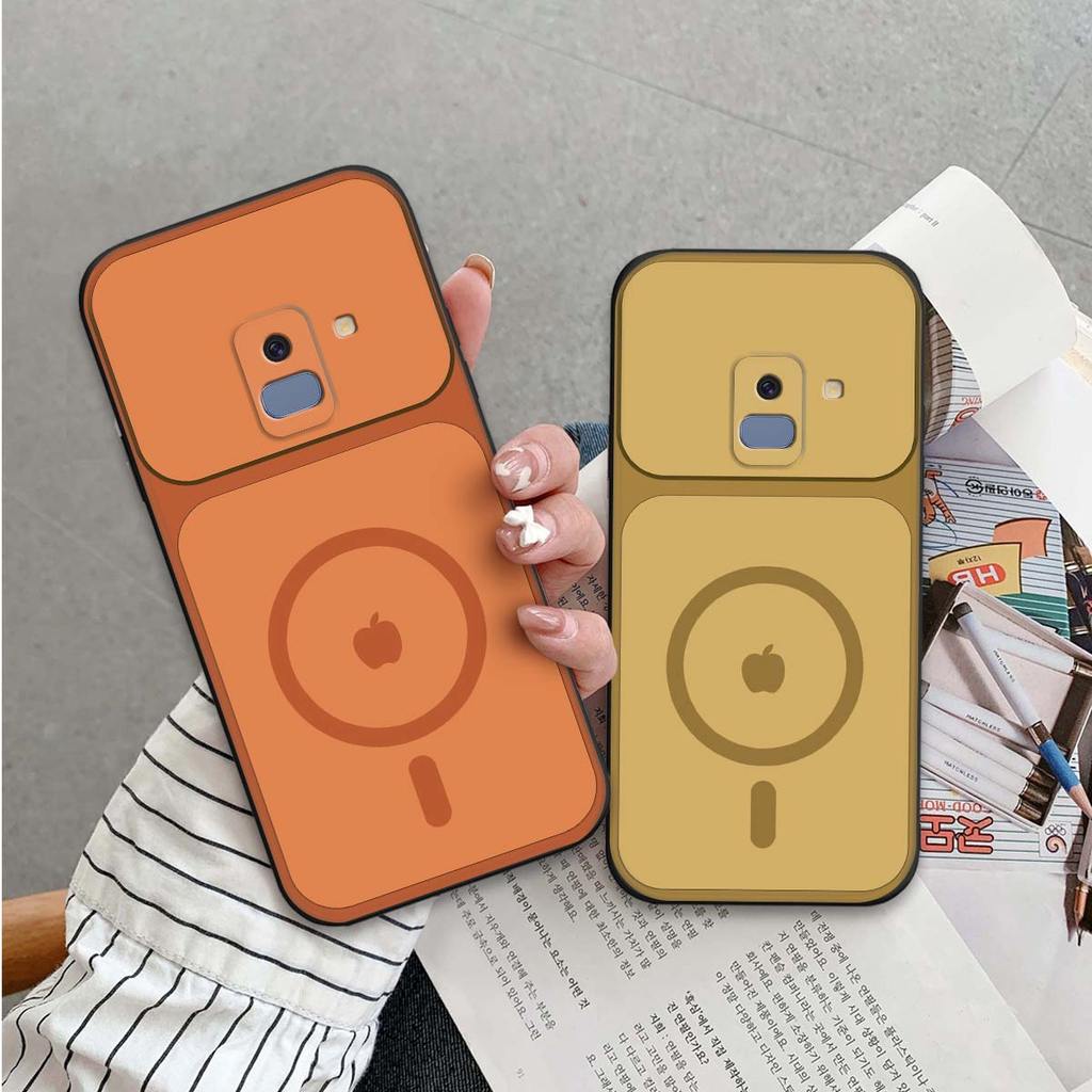 เคส Samsung A8 2018 / A8 Plus / A8+ พร้อมฝาหลังวงแหวนชาร์จ apple พิมพ์หรูหรา