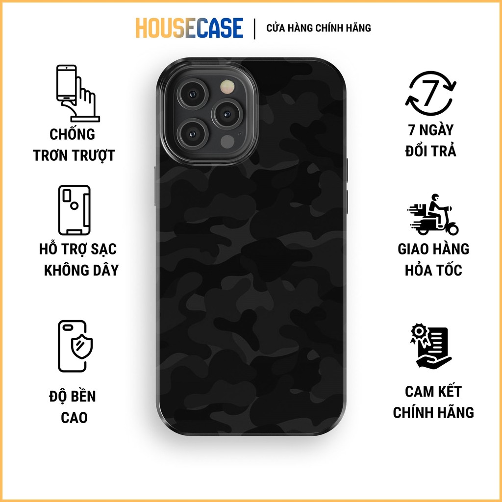 MIDNIGHT OPS เคสไอโฟน camo สีดําเข้มลึกลับ หรูหราและชาย TPU แข็ง