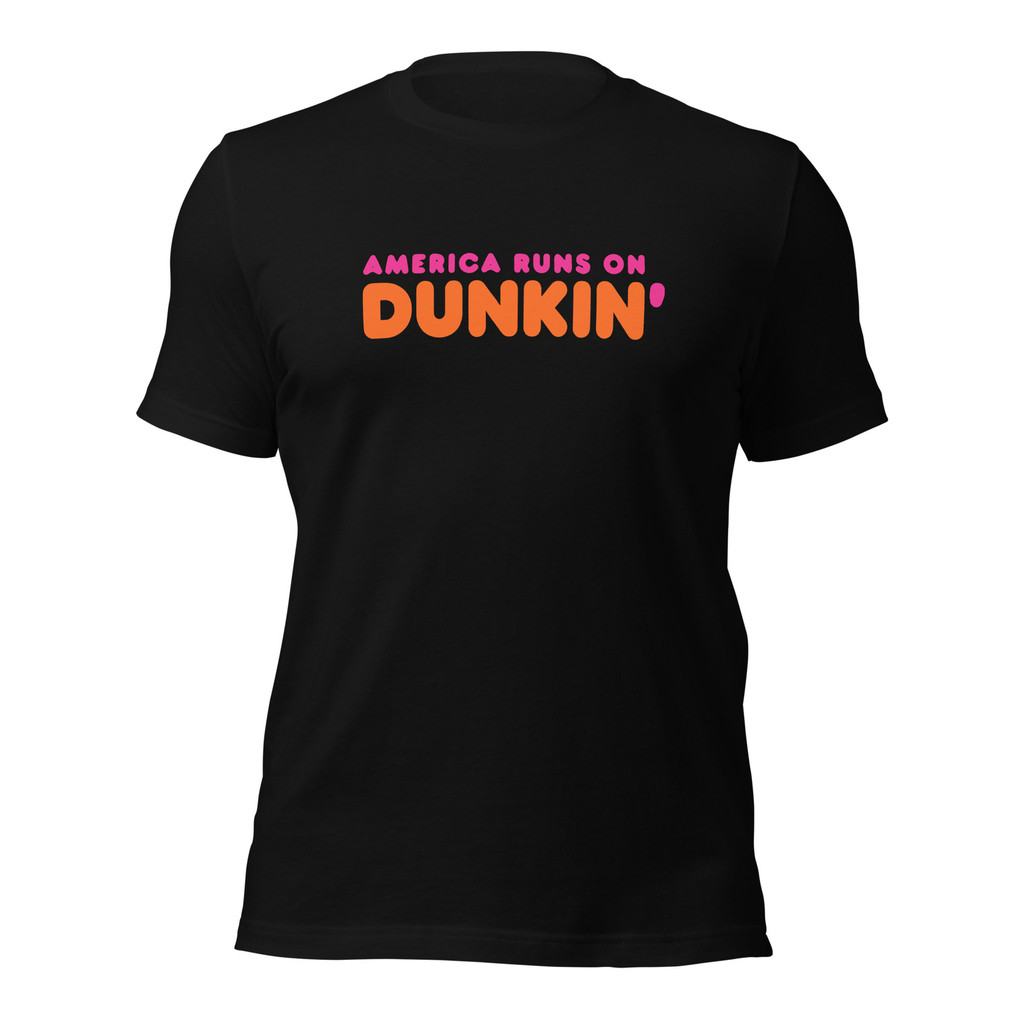2026 เสื้อยืดผู้ชาย DUNKIN DONUTS เสื้อยืด America Runs on Dunkin Coffee Super Bowl เสื้อยืด